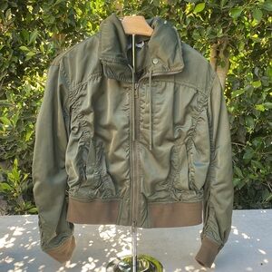 Vince Ruched Bomber Jacket in Olive